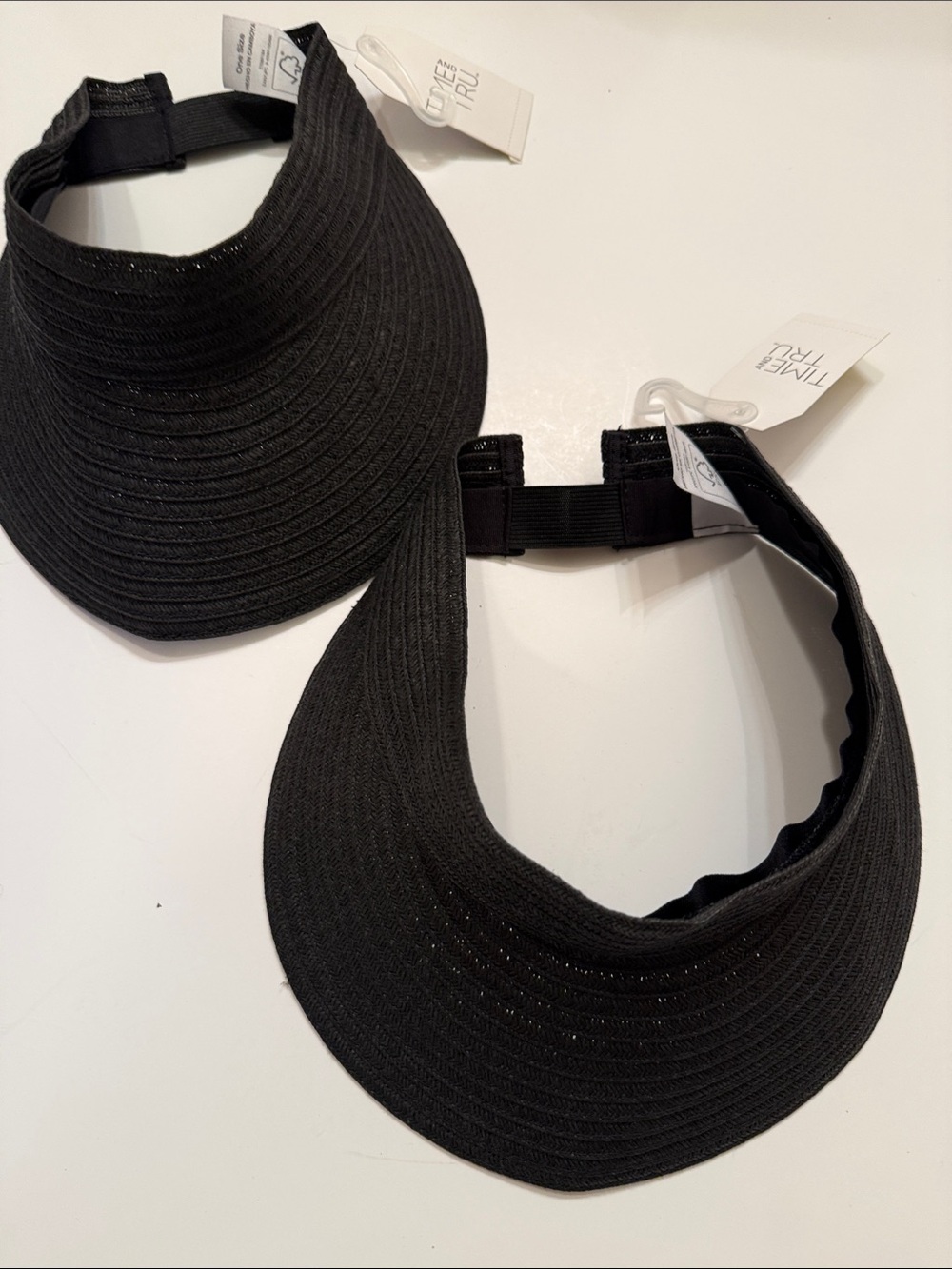 Time and Tru Black Packable Women Visor Set - 2-Pack, New